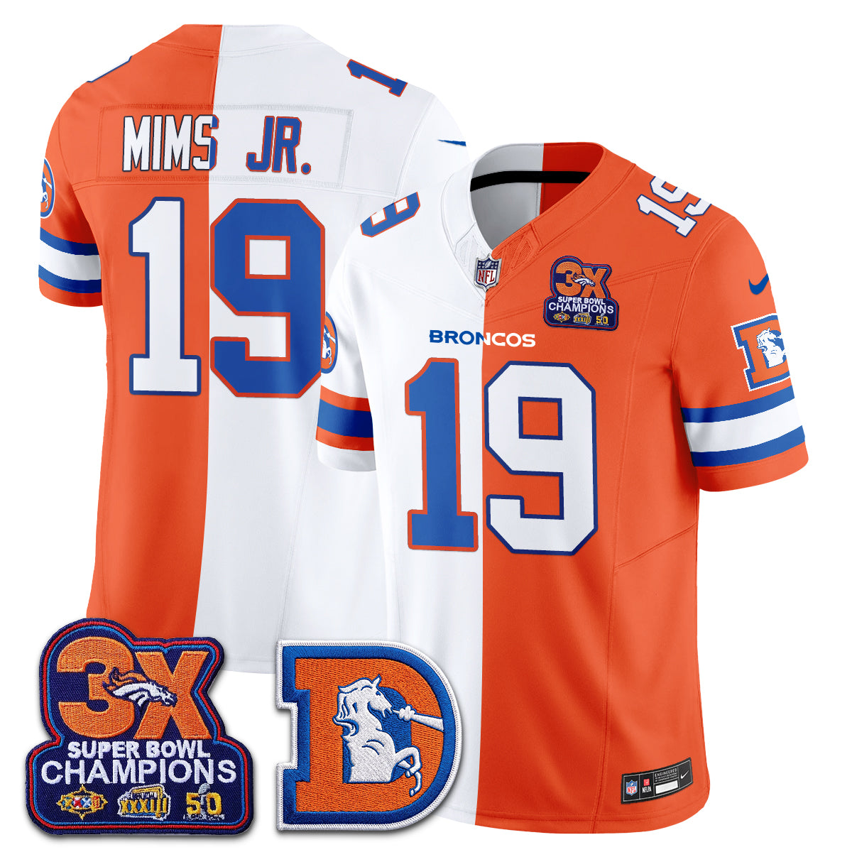 Denver Broncos Throwback Split Vapor Jersey - Stitched