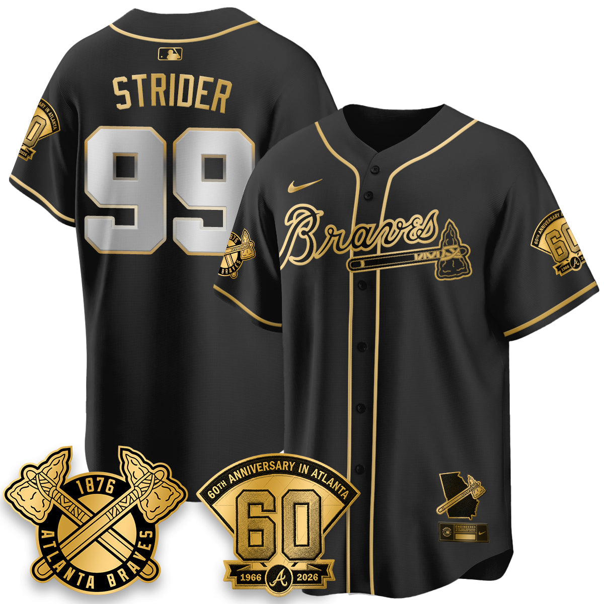 ATL 60th Anniversary Gold Edition Vapor Limited Jersey - All Stitched