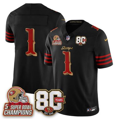 SF 80 Years & 5X Champs Rivalries Vapor Jersey - Stitched