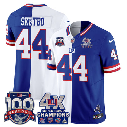 New York Giants 4X SBowl Split Edition Vapor Jersey - Stitched