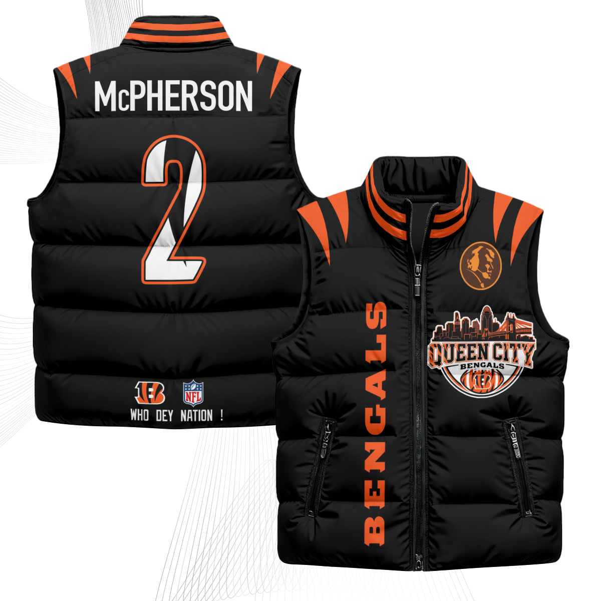 CIN John Madden Patch Puffer Vest - Printed