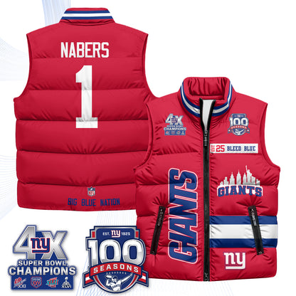 NYG 4X Champs S.Bowl Puffer Vest - Printed