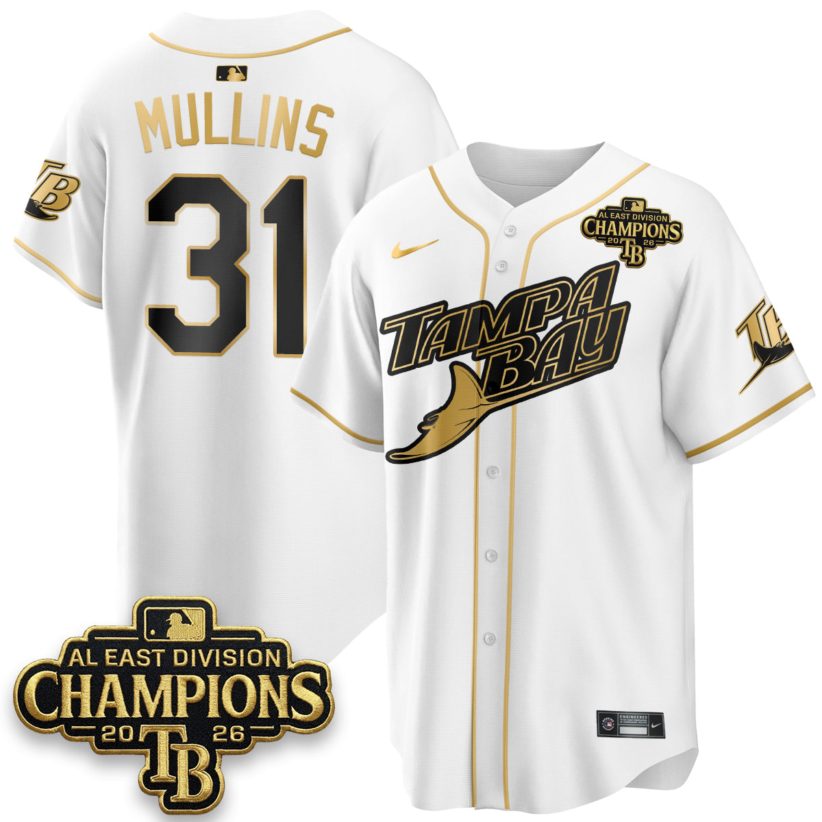 TB 2026 AL East Champs Gold Edition Vapor Jersey - Stitched