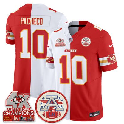 Kansas City Chiefs 4X Champs Patch Split Edition Vapor Jersey - Stitched
