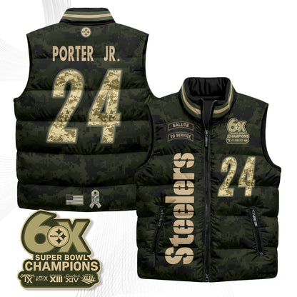 Pittsburgh Steelers 2026 Salute to Service Puffer Vest - Printed