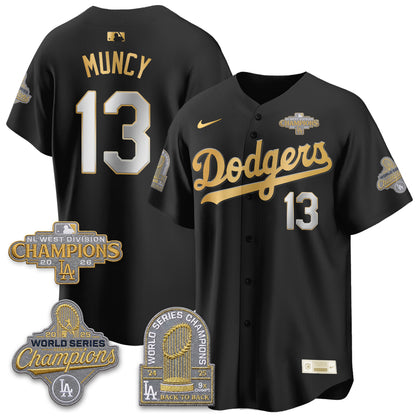 Los Angeles Dodgers 2026 NL West Champs Black Gold Vapor Jersey- Stitched