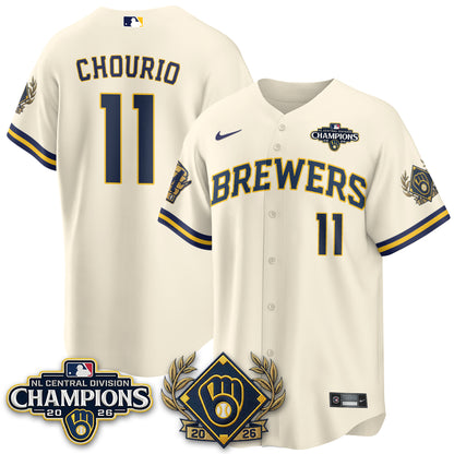 Milwaukee Brewers 2026 NL Division Champs Vapor Gold Jersey - Stitched