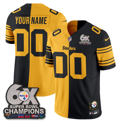 Pittsburgh Steelers 6x SBowl Split Edition Vapor Custom Jersey - Stitched