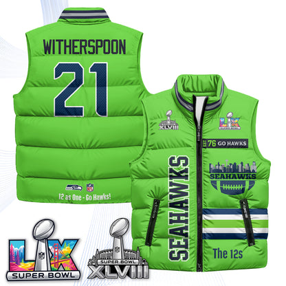 SEA "Go Hawks" Edition Puffer Vest - Printed