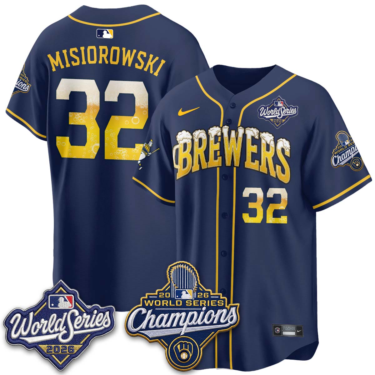 MIL "Pitcher & Pint" 2026 WS Champions Vapor Jersey - Stitched (#32 Tiktok)