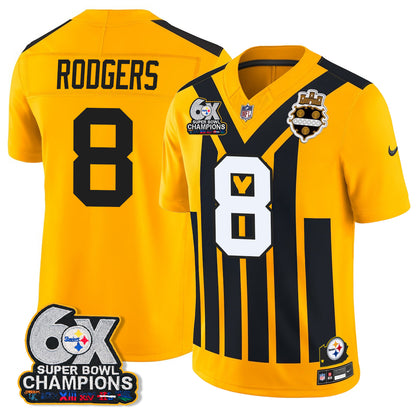 Pittsburgh Steelers 6X Champs Throwback V2 Vapor Jersey - Stitched