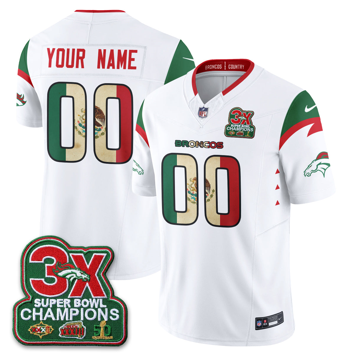 DEN Mexico Edition Vapor Custom Jersey - Stitched