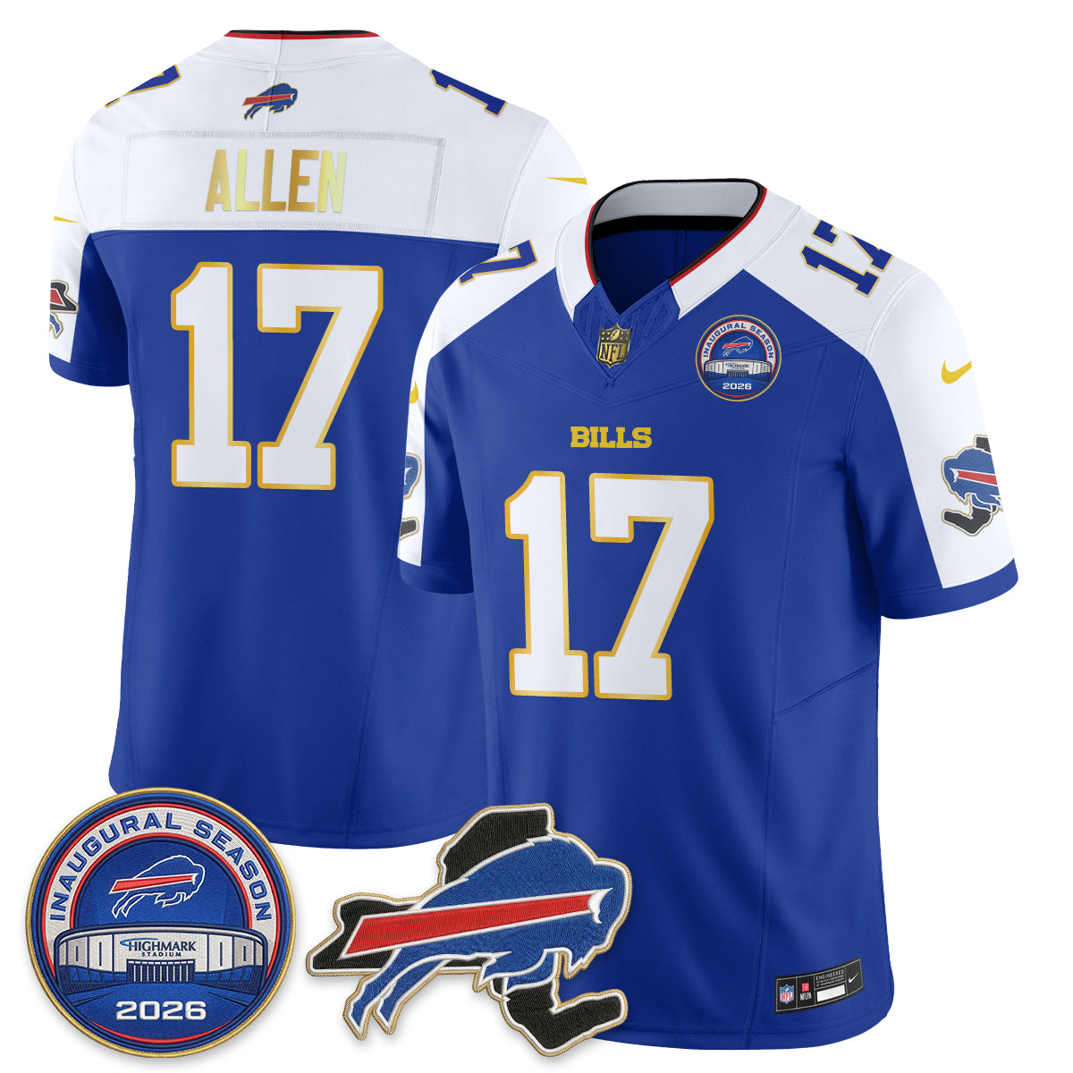 BUF 2026 Royal Gold Trim Edition Vapor Jersey - Stitched