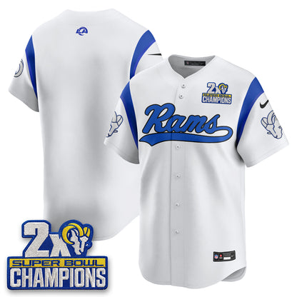 LAR 2X Champs Fearsome White Baseball Vapor Jersey - Stitched