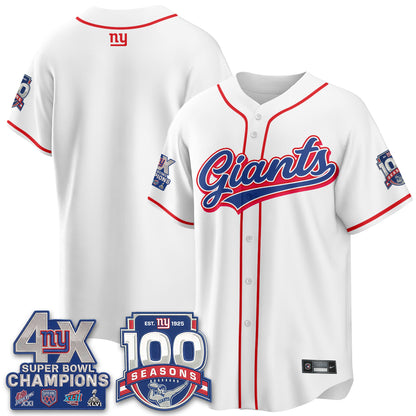 NYG 4X Champs & 100 Anniversary Vapor Baseball Jersey - Stitched