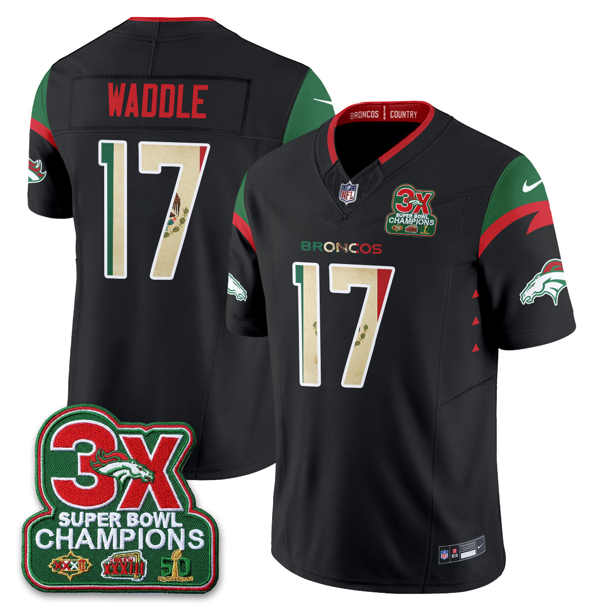 DEN 3X Champs Mexico Edition Vapor Jersey - Stitched