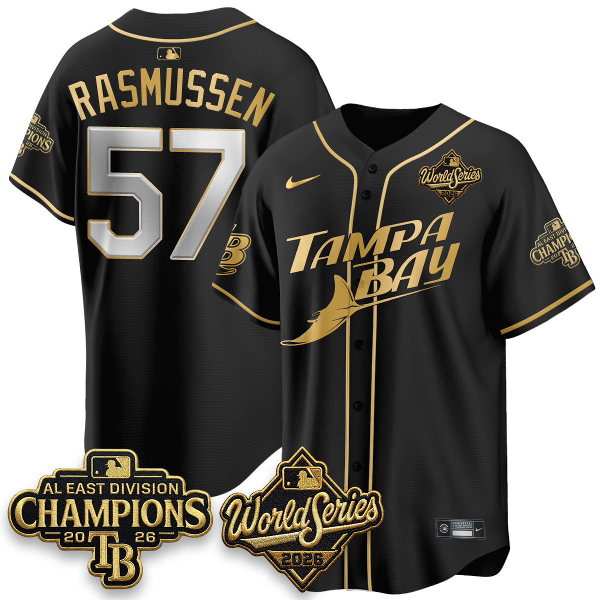 TB 2026 AL Champions Black Gold Edition Vapor Jersey - Stitched (V3)