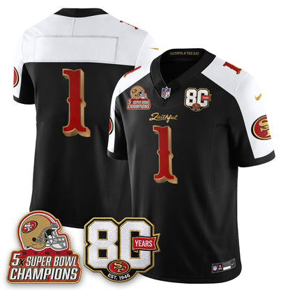 SF 80 Years & 5X Champs Rivalries Vapor Jersey - Stitched