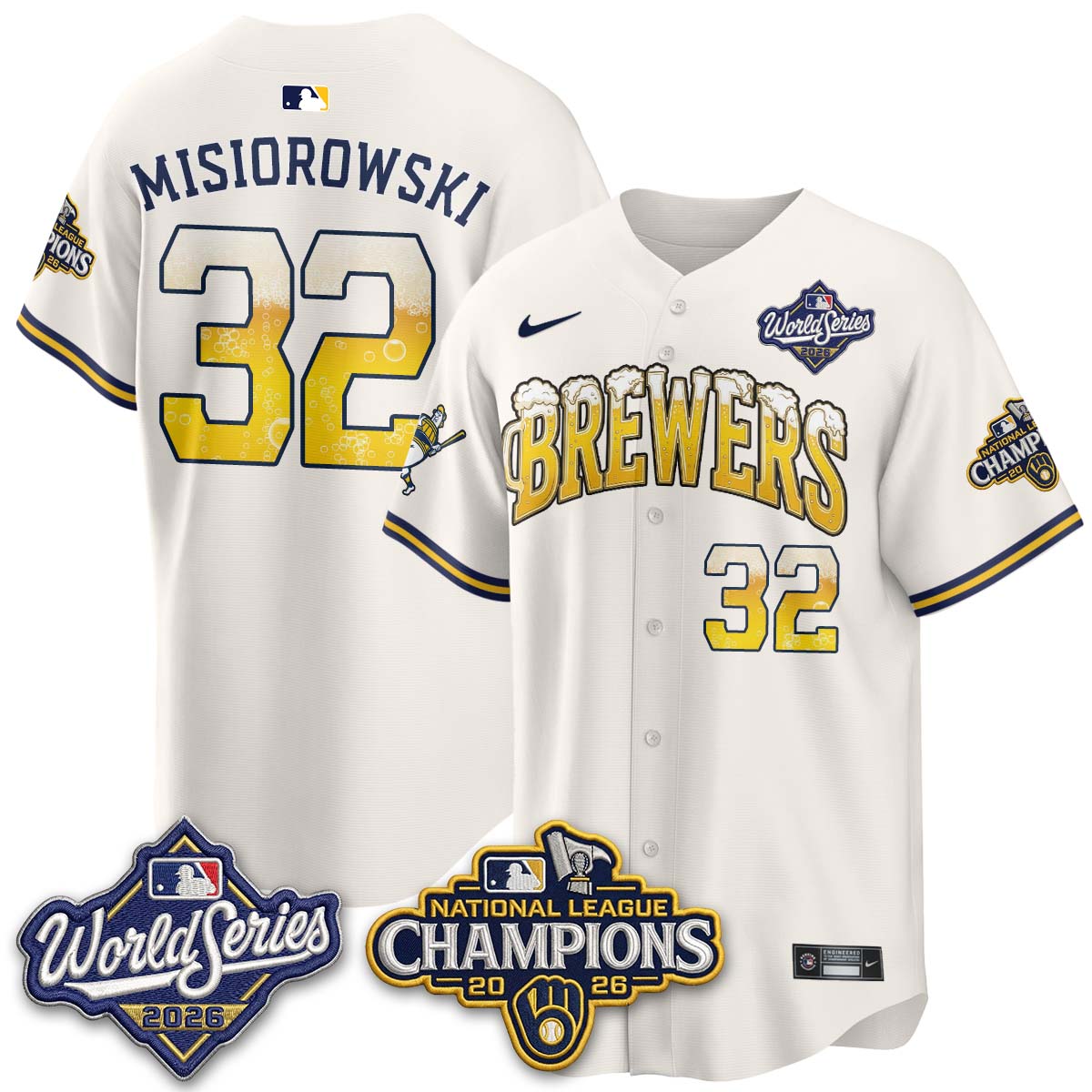 Milwaukee Brewers "Pitcher & Pint" 2026 NL Champions Vapor Jersey - Stitched