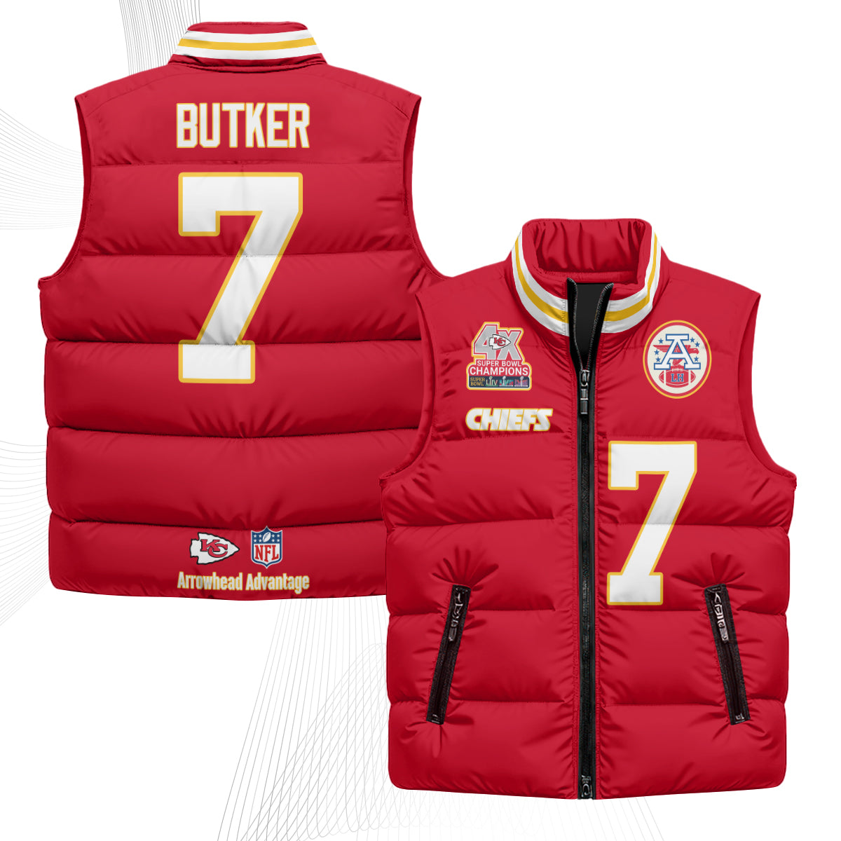 KC 4X Champs Gold Edition Puffer Vest - Printed