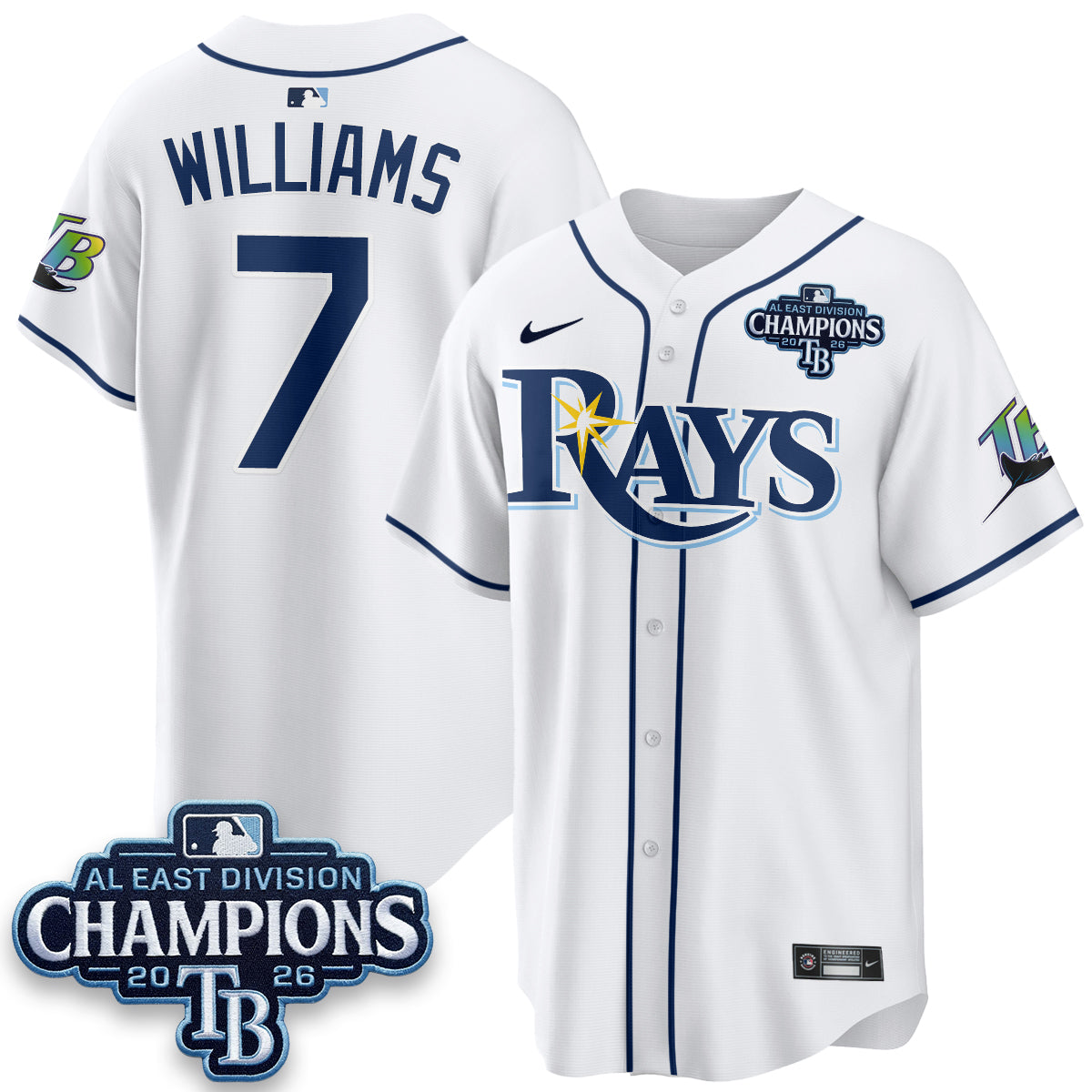 Tampa Bay Rays 2026 AL East Champs Vapor Jersey - Stitched