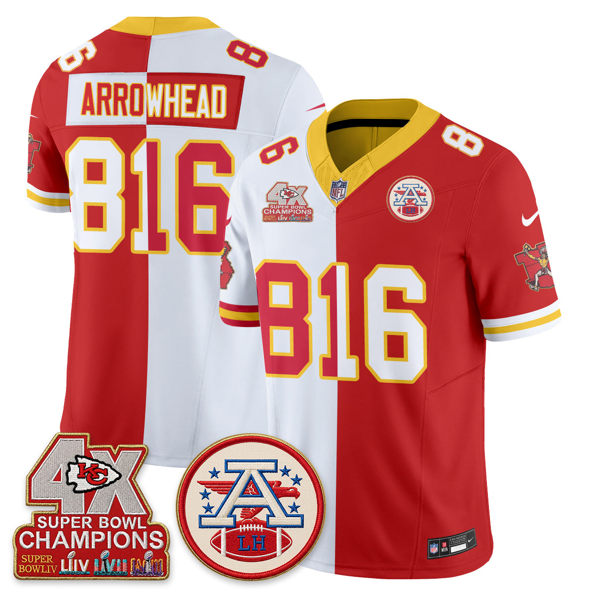 KC Throwback Split Vapor Jersey - Stitched