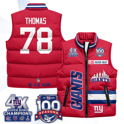 NYG 4X Champs S.Bowl Puffer Vest - Printed
