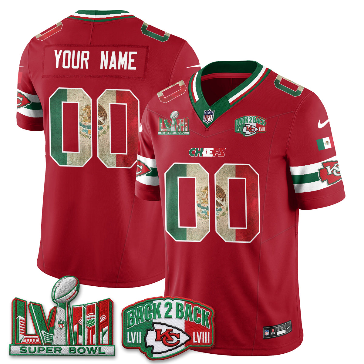 KC Mexico Edition Vapor Custom Jersey - Stitched