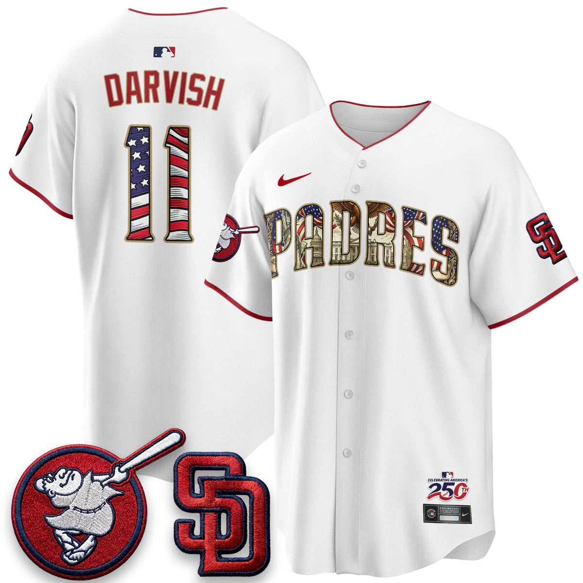 San Diego Padres 2026 Independence Day USA Vapor Limited Jersey - Stitched