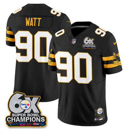 Pittsburgh Steelers 6X Champs Throwback V2 Vapor Jersey - Stitched