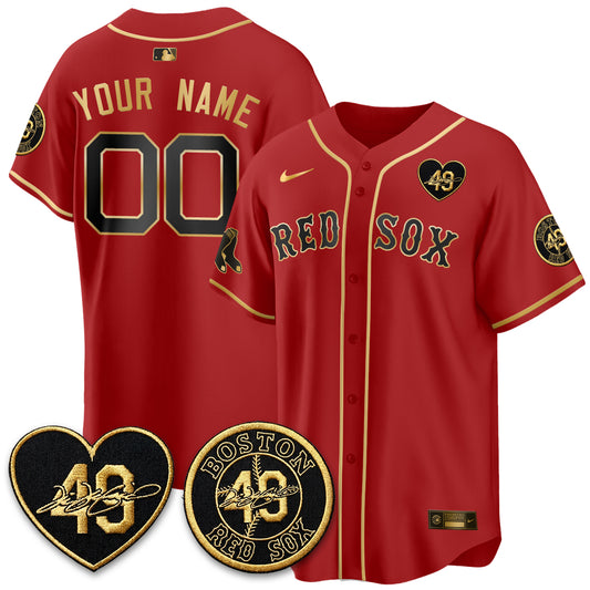 BOS Tim Wakefield Memorial Patch Vaper Premier Limited Gold Edition Custom Jersey - Stitched