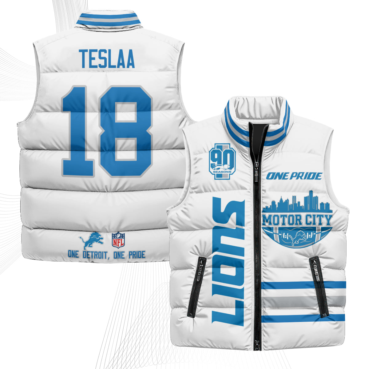 DET Motor City Puffer Vest - Printed