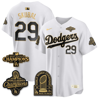 Los Angeles Dodgers 2026 NL West Champs Black Gold Vapor Jersey- Stitched