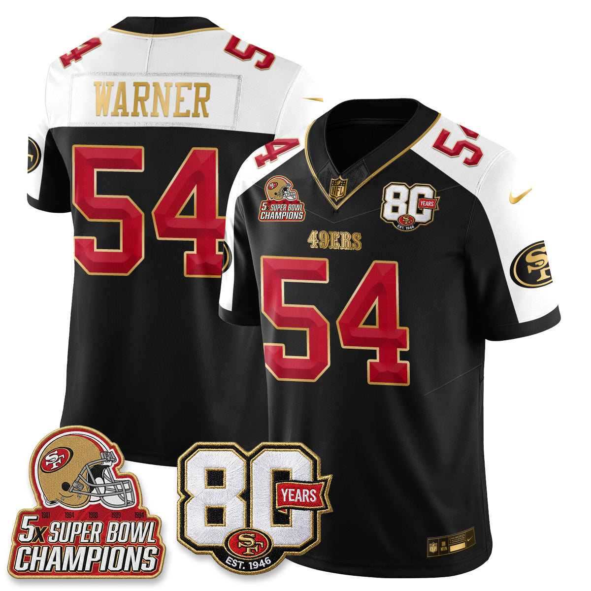 SF 80 Years & 5X Champs Vapor Jersey - Stitched