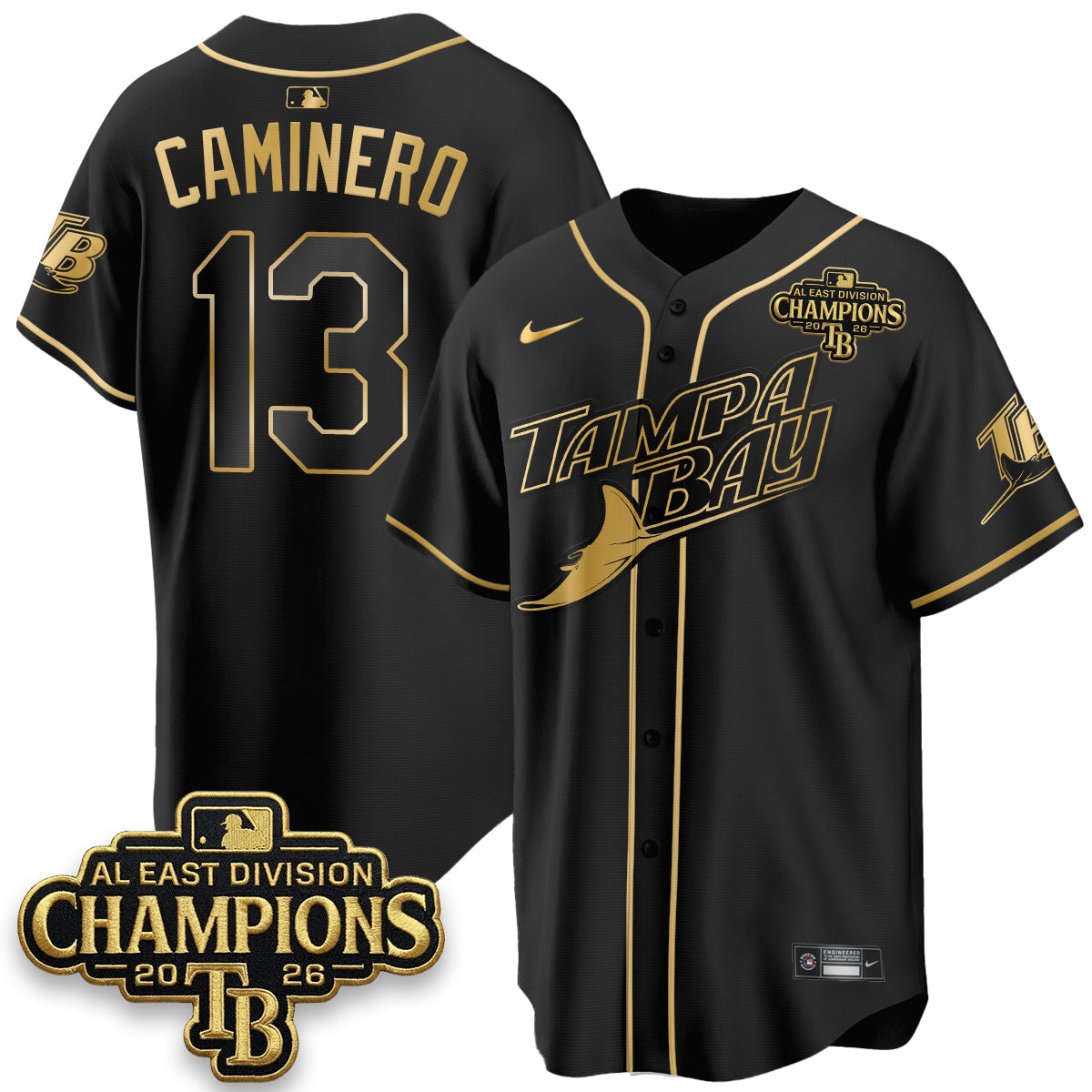 TB 2026 AL East Champs Gold Edition Vapor Jersey - Stitched