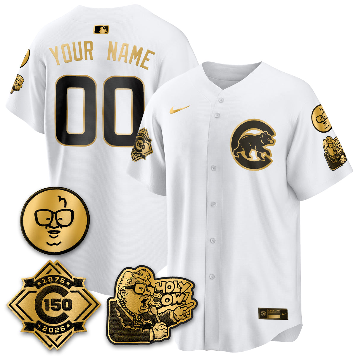 CHC 150th Anniversary Harry Caray Holy Cow Vapor Premier Limited Custom Jersey - All Stitched V3