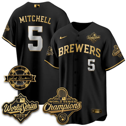 MIL 2026 WS Champions - Bob Uecker Patch Gold Jersey - Stitched (Tiktok)