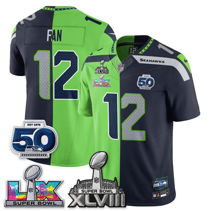Seattle Seahawks SB LX Champs Split Edition Vapor Jersey - Stitch