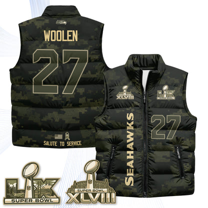 Seattle Seahawks 2026 Salute to Service Puffer Vest - Printed