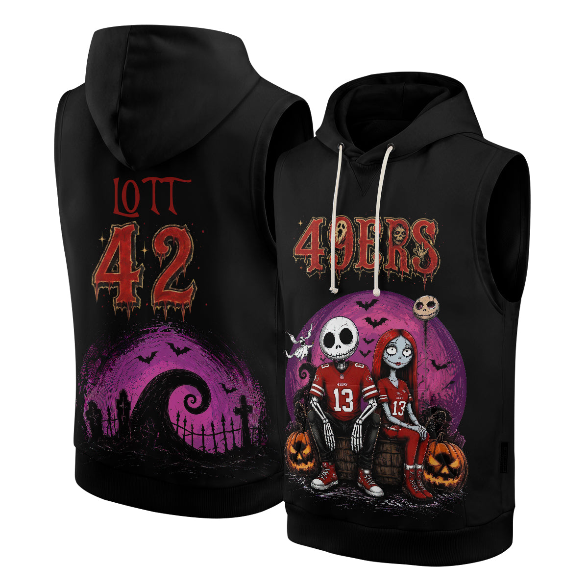 SF x Skeleton Gentleman & Rag Doll Bride Edition Sleeveless Hoodie Tank Top - Printed