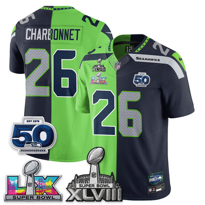 Seattle Seahawks SB LX Champs Split Edition Vapor Jersey - Stitch