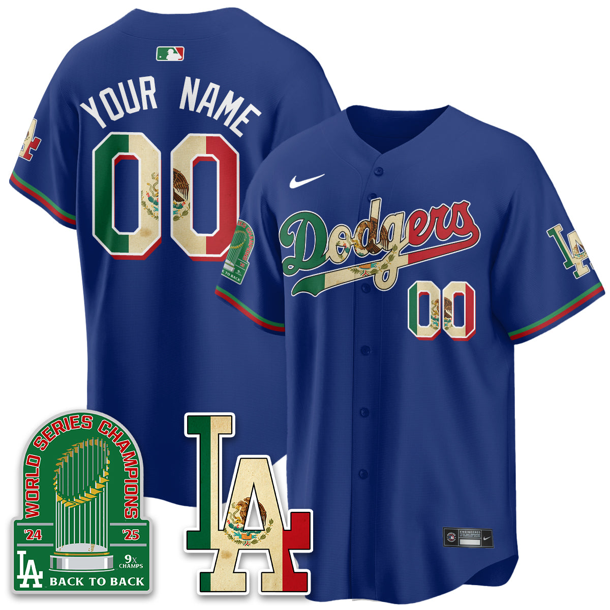 Los Angeles Dodgers Mexico Style Vapor Custom Jersey - Stitched