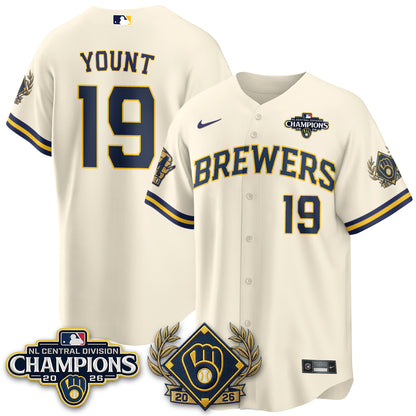 Milwaukee Brewers 2026 NL Division Champs Vapor Gold Jersey - Stitched