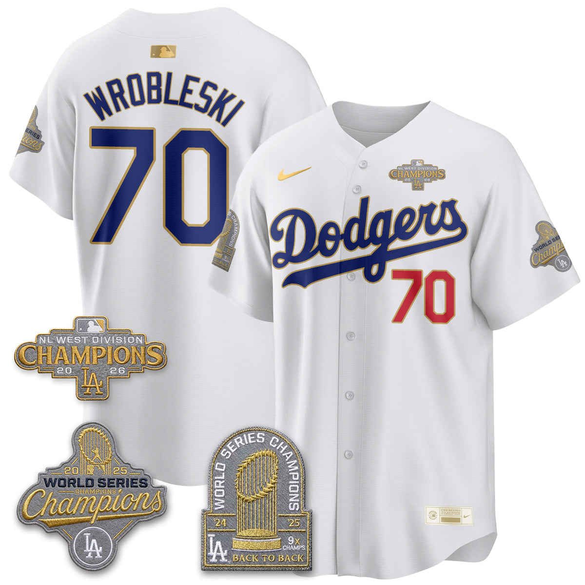 Los Angeles Dodgers 2026 NL West Champs Black Gold Vapor Jersey- Stitched