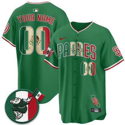 San Diego Padres Mexico Style Vapor Custom Jersey - Stitched