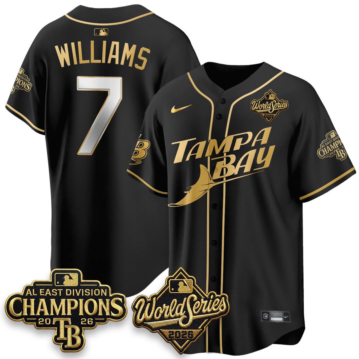 TB 2026 AL Champions Black Gold Edition Vapor Jersey - Stitched (V3)