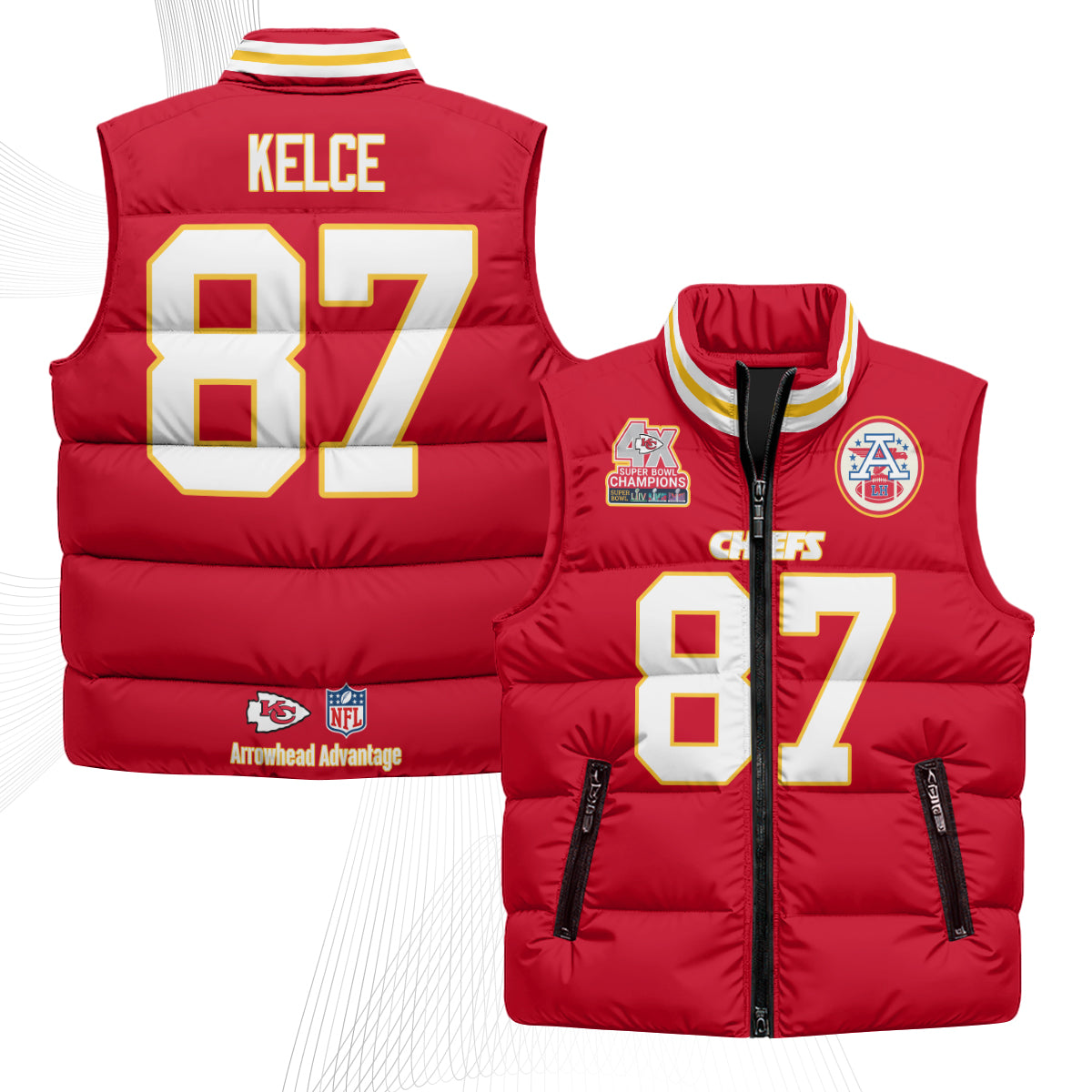 KC 4X Champs Gold Edition Puffer Vest - Printed
