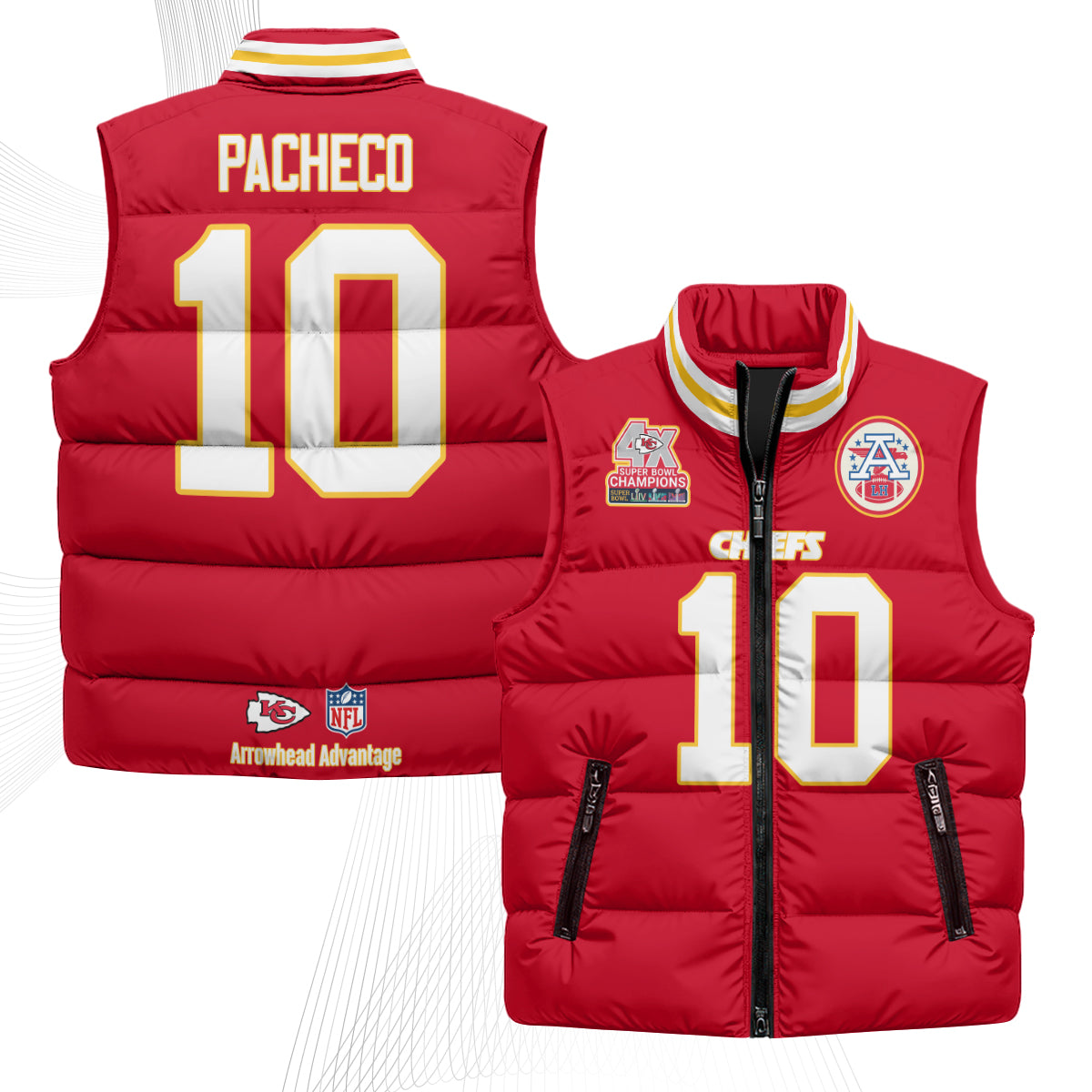 KC 4X Champs Gold Edition Puffer Vest - Printed