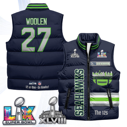 SEA "Go Hawks" Edition Puffer Vest - Printed