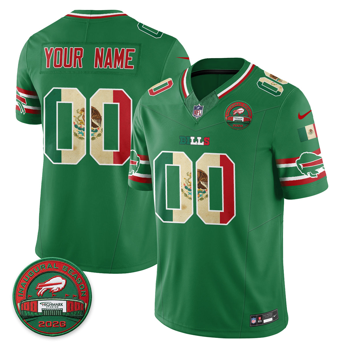 Buffalo Bills Mexico Edition Vapor Custom Jersey - Stitched
